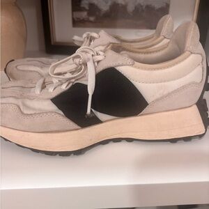 New Balance Women's 327 Sneakers in Cream, Light Gray & Black